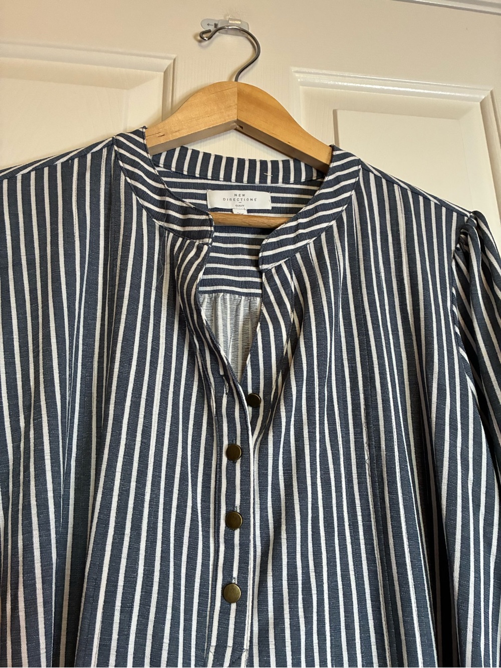 New Directions Navy and White Striped Top